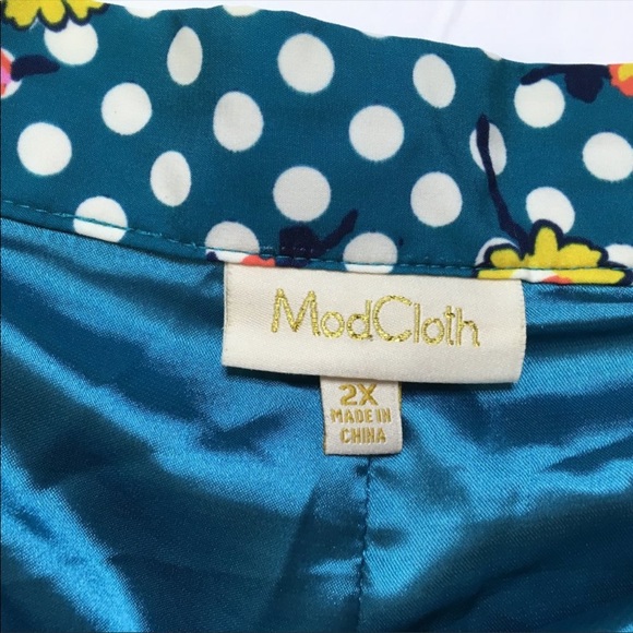 ModCloth Polka Dot Floral Skirt 2X EUC - Picture 5 of 5